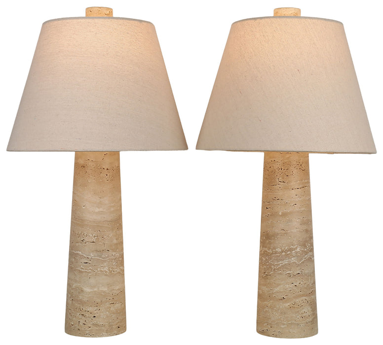 Strata Poise - 24 X 13 - Travertine Accent Lamp (Set of 2) - Natural Travertine Stone