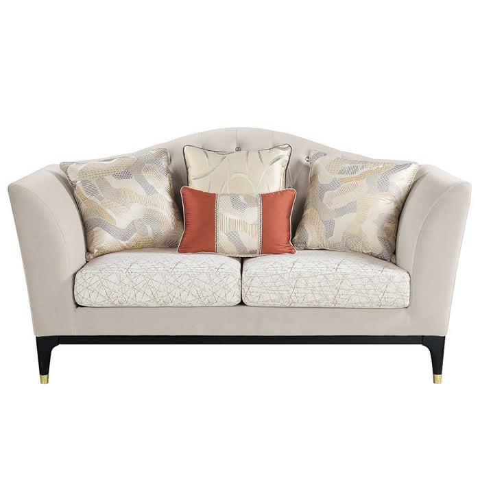 Tayden - Loveseat With 4 Pillows - Beige Velvet