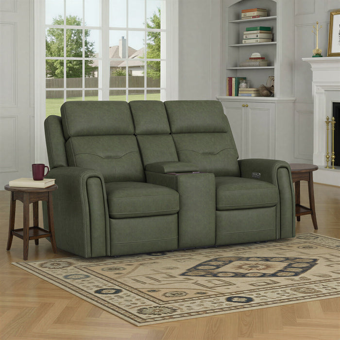 Felix - Power Reclining Loveseat With Console, Power Headrest, Lumbar, Heat & Massage
