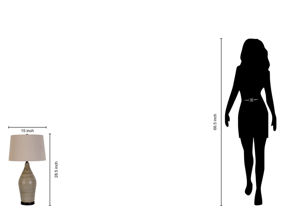 "Serene Stone" Ceramic Table Lamp (Set of 2) - Natural Finishes/Matte Black