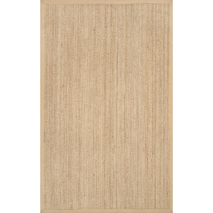 Elijah Seagrass with Border Area Rug: Beige / Round / 6'