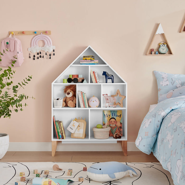 Steiner White Dollhouse Kids Bookshelf with Beech Legs
