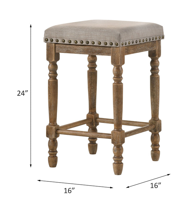 Farsiris - Counter Height Stool Set of 2) - Beige Fabric & Weathered Oak