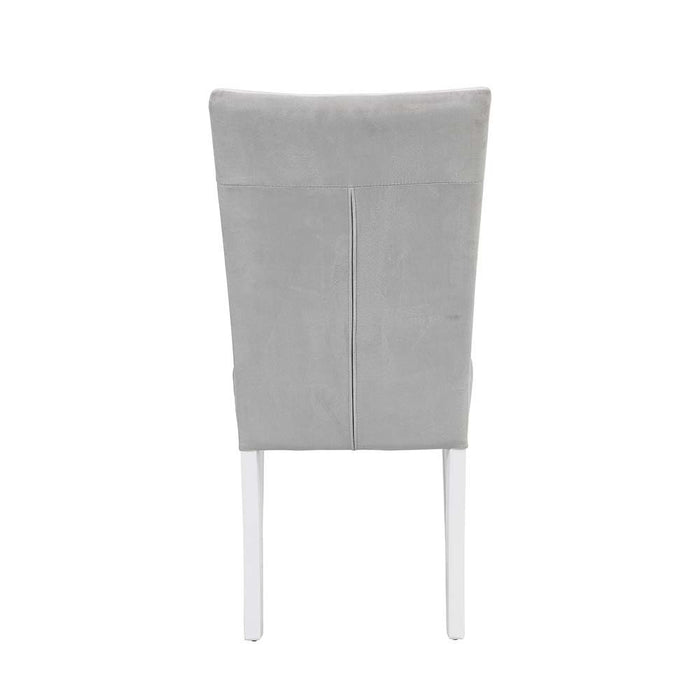 Elizaveta - Side Chair Set of 2) - Gray Velvet &White High Gloss