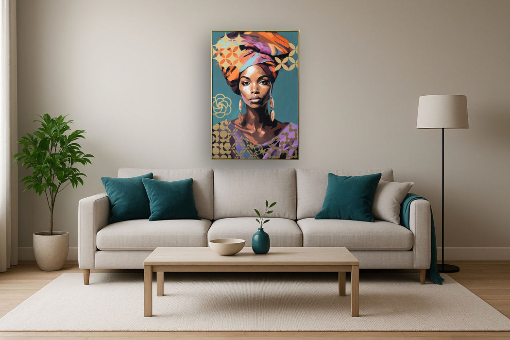 Golden Essence - 48" x 33" Framed Wall Art - Light Blue