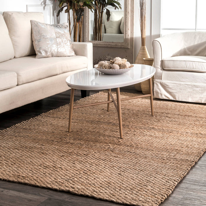 Hand Woven Hailey Jute Area Rug: Natural / Rectangle / 9' x 12'