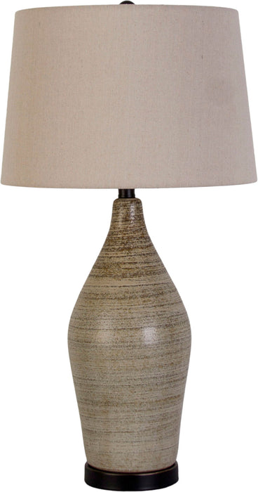 "Serene Stone" Ceramic Table Lamp (Set of 2) - Natural Finishes/Matte Black