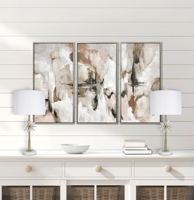 "Crystal Bloom II" Crystal And Marble Table Lamp (Set of 2) - White / Clear Crystal / Soft Gold