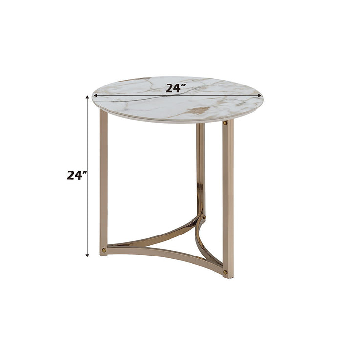 Zaidee - 23.5" End Table - Sintered Stone & Champagne