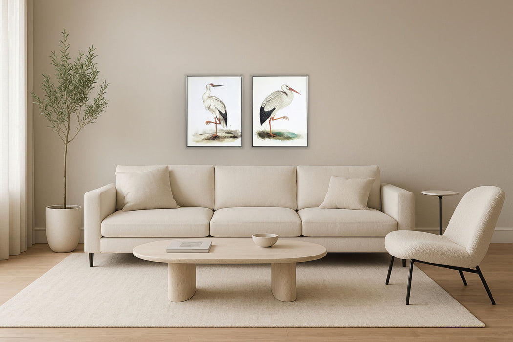 Hand Painted Textured Canvas in Frame (Set of 2) - Beige
