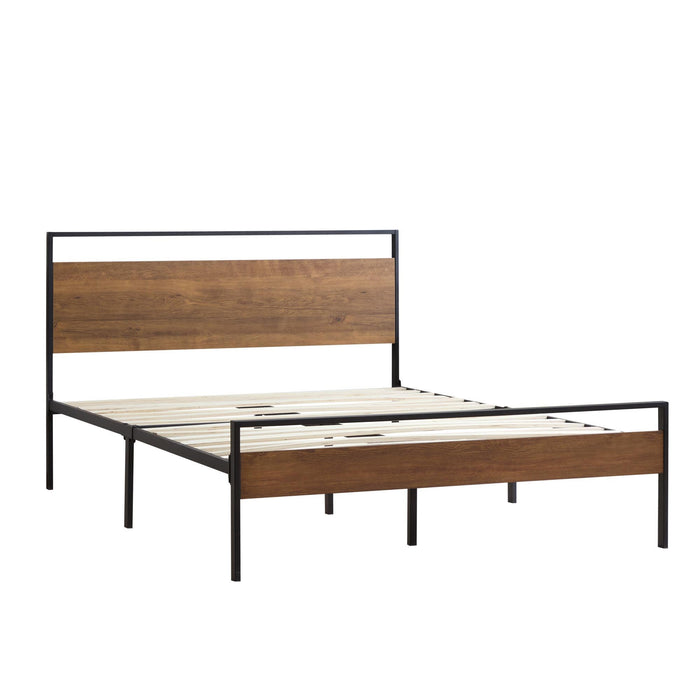 Thompson - King Metal and Wood Platform Bed - Brown