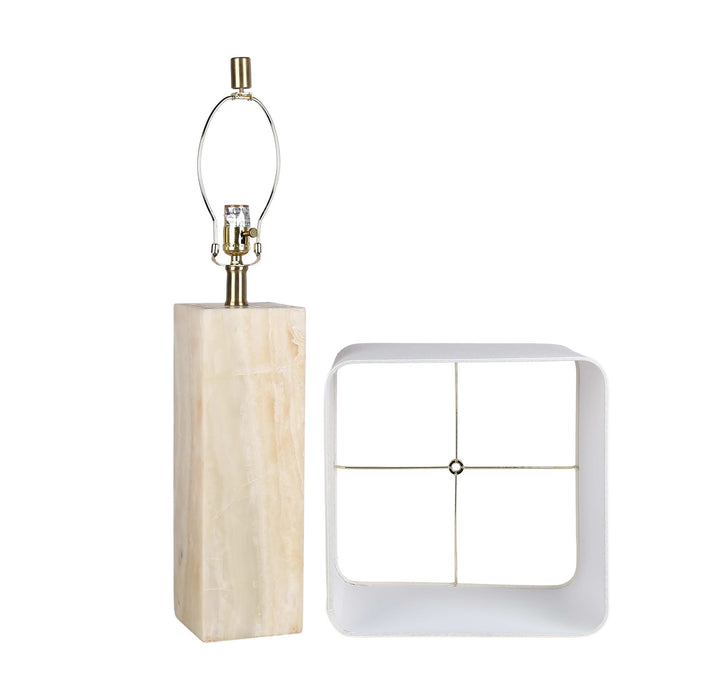 "Luminous Alabaster" Alabaster Table Lamp With Night Light (Set of 2) - Alabaster / Soft Gold