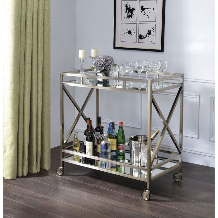 Kristensen - Serving Cart - Mirrored & Antique Gold