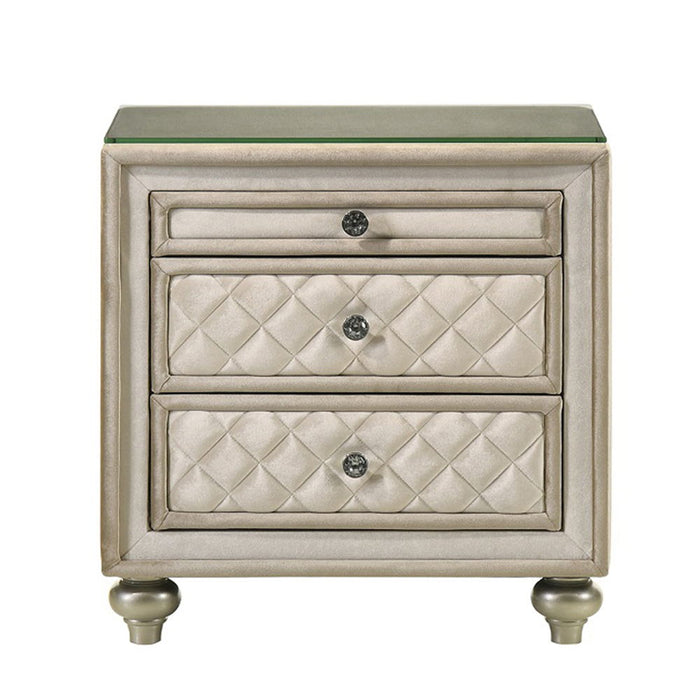 Lucienne - Nightstand - Beige Velvet