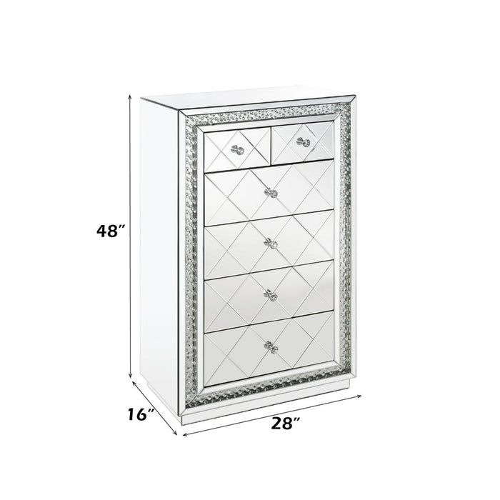 Nysa - Cabinet - Mirrored & Faux Crystals Inlay