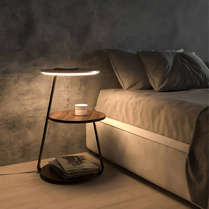 Smart 3-Tier Nightstand with Integrated LED Light: Walnut