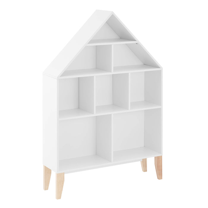 Steiner White Dollhouse Kids Bookshelf with Beech Legs