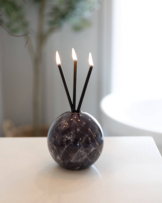 Neva Vase, Charcoal Marble Candle Holder [x6 Vases]