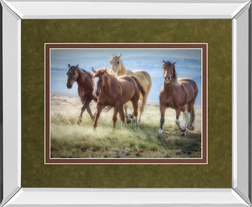 Morning Stroll By Wendy Caro - Mirror Framed Print Wall Art - Light Brown