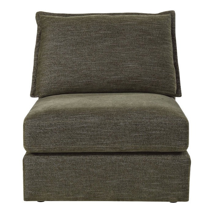 Leighton - Modular Armless Chair With 1 Pillow - Green Chenille
