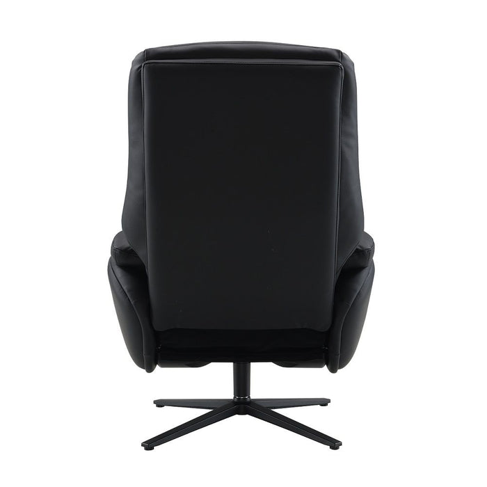 Labonita - Motion Accent Chair With Swivel & Ottoman - Black Top Grain Leather & Black