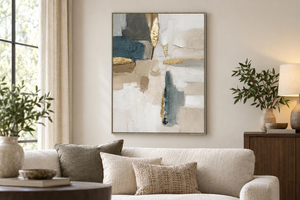 Gilded Cadence II - 35 X 47 - Hand-Embellished Canvas In Frame - White
