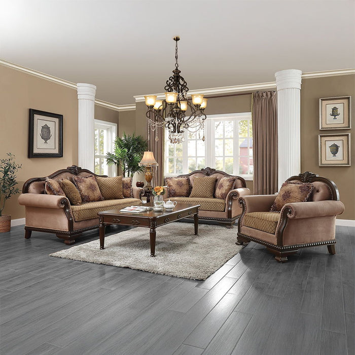 Chateau De Ville - Sofa With 5 Pillows (Same Lv01588) - Fabric & Espresso