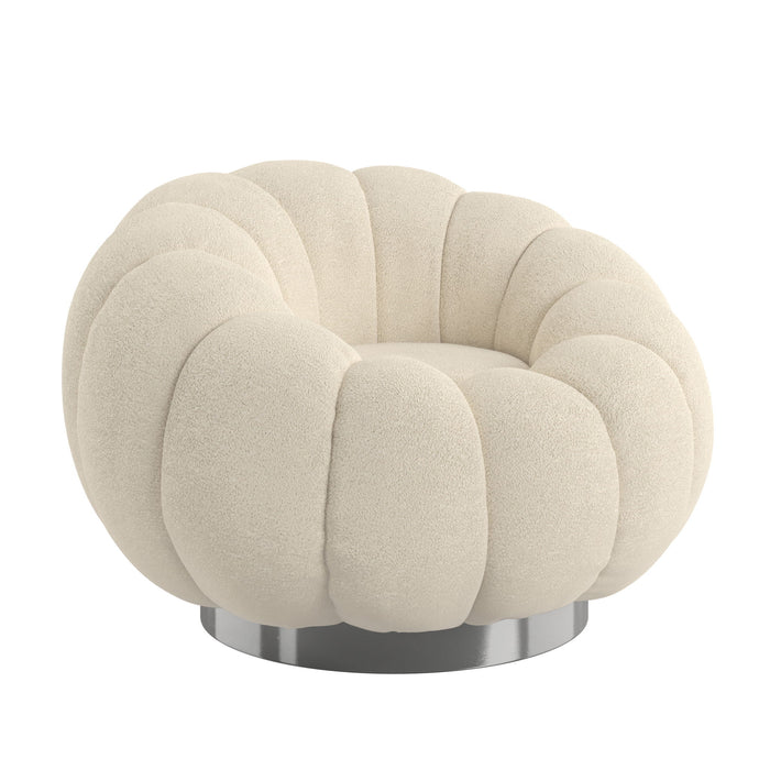 Lily - Pumpkin Swivel Accent Chair - Cream Boucle