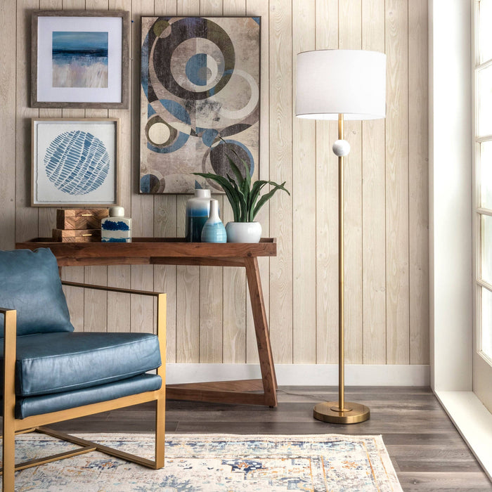 Saxman 63" Marble Floor Lamp: Gold / 63" H x 16" W x 16" D