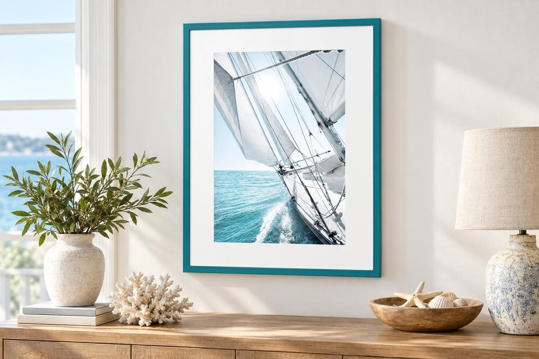 Sunward Sails II - 24 X 32 - Framed Print Under Glass - White