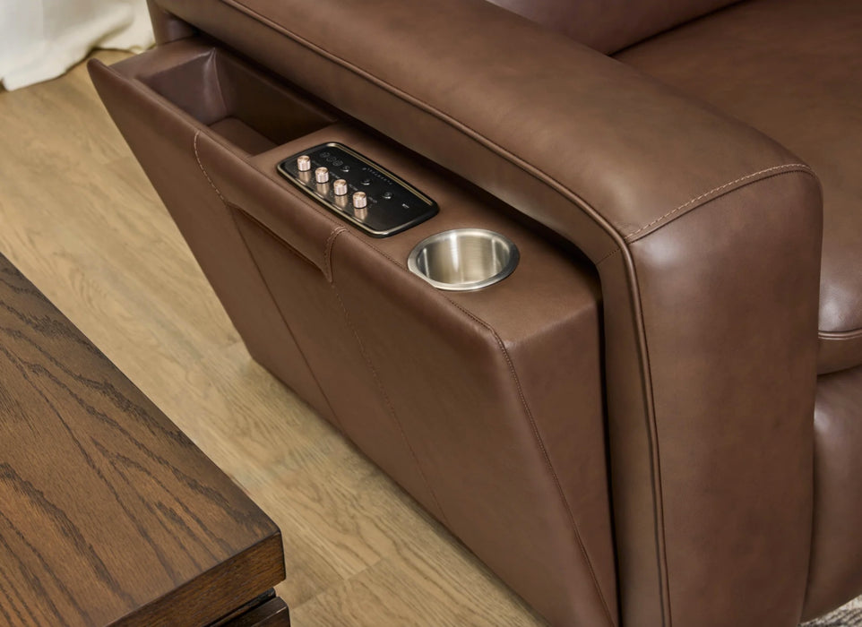 Sense Leather Power Reclining Loveseat with Console, Power Headrest, Lumbar & Pulse