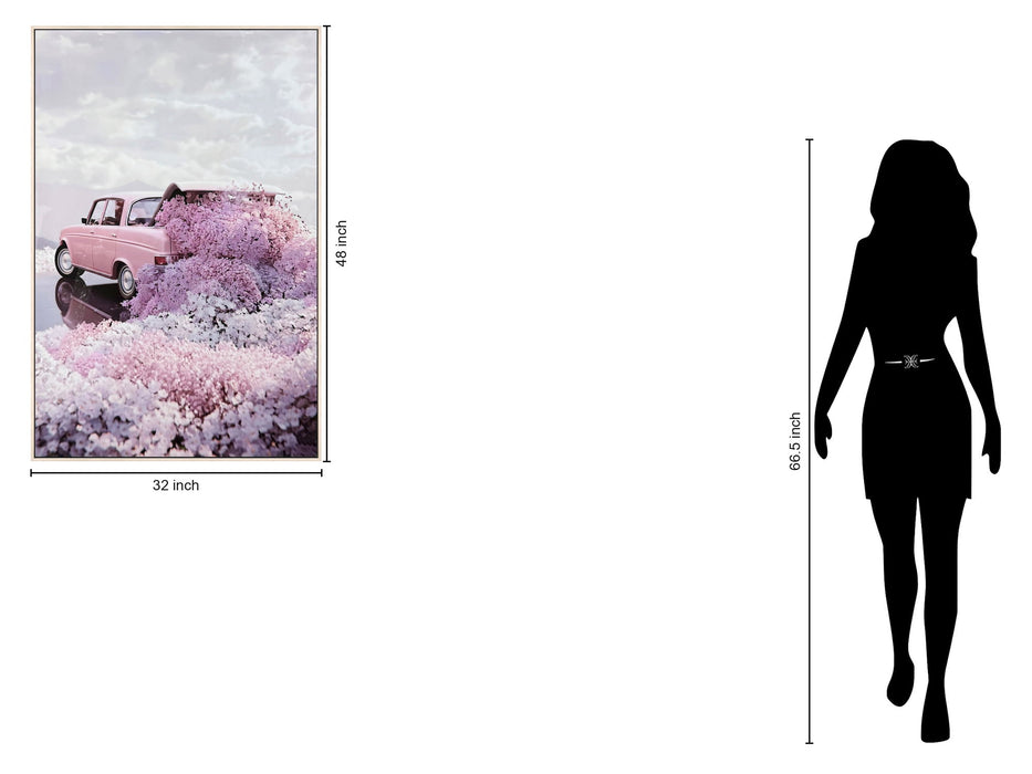 Blush Getaway Gloss Canvas In Frame - Pink / White