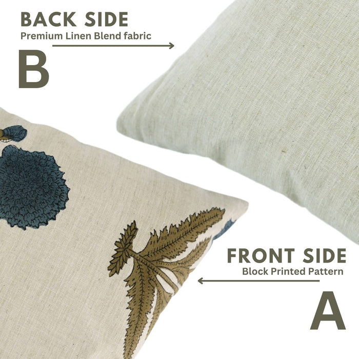 Bohemian Block Design Linen Blend Pillow Cover - Badshah: Linen Blend / One Side / 18X18