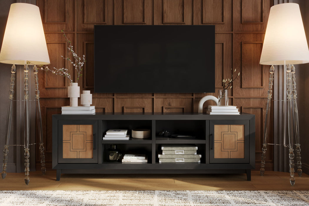 Ventura - 86" TV Stand - Black / Bourbon