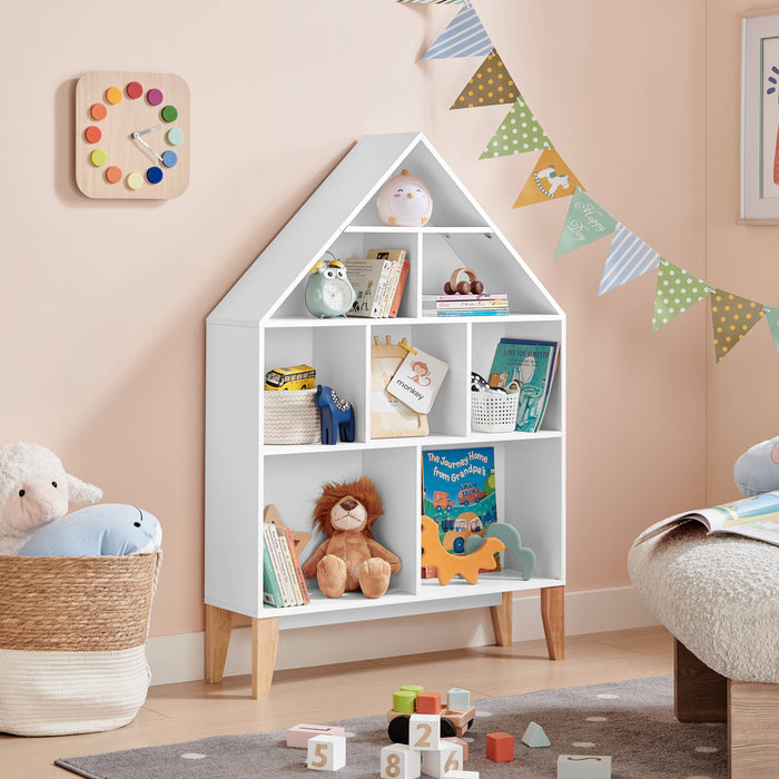 Steiner White Dollhouse Kids Bookshelf with Beech Legs