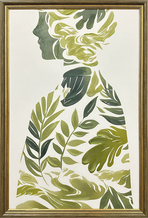 Sylvan Silhouette - 24 X 35 - Hand-Embellished Canvas In Frame - Green