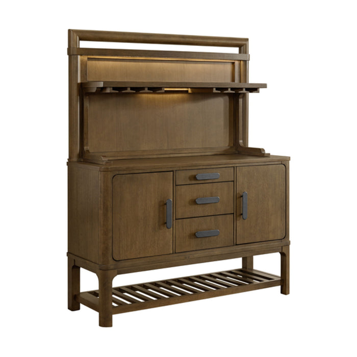 Ainsworth - Sideboard With Led Touch Lighting, Wine And Stemware Storage, 3 Drawers, And 4 Shelves - Chocolate Brown