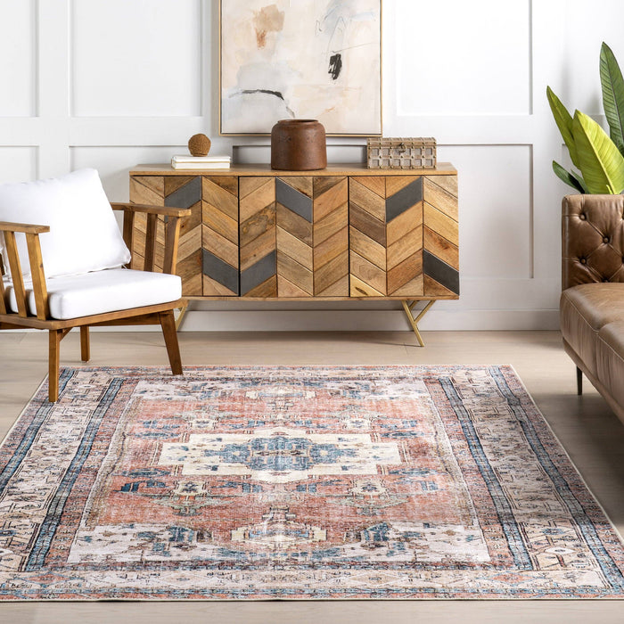 SplashGuard Machine Washable Area Rug: Light Rust / Rectangle / 5' x 8'