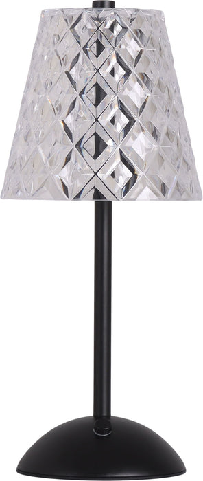 "Crystal Radiance I" Rechargeable LED Metal Accent Lamp (Set of 2) - Matte Black / Clear