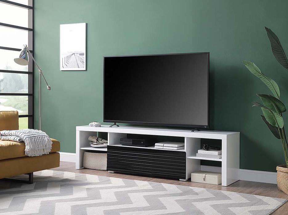 Buck II - TV Stand - White & Black High Gloss
