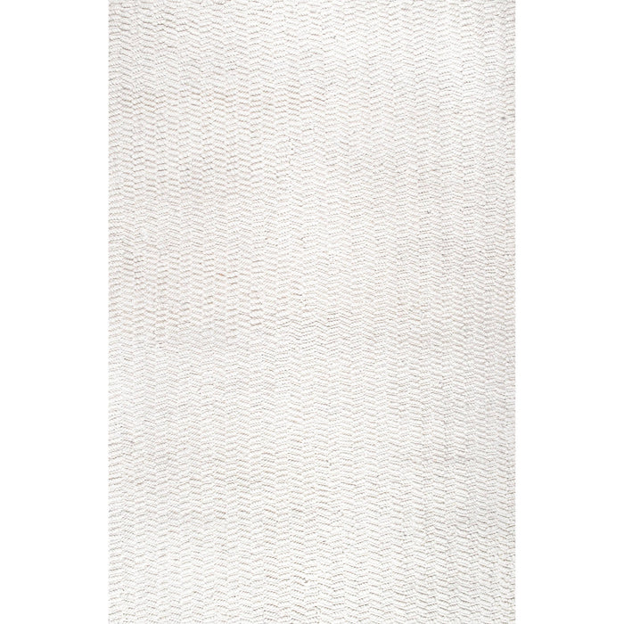 Glendora Hand Woven Chevron Area Rug: Ivory / Rectangle / 5' x 8'