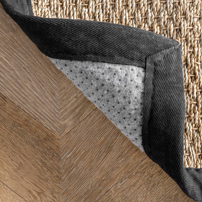 Elijah Seagrass with Border Area Rug: Beige / Round / 6'
