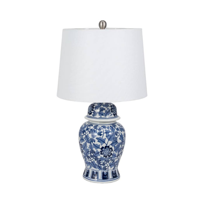 Ceramic Traditional Floral Table Lamp - Blue/White, 25 in.