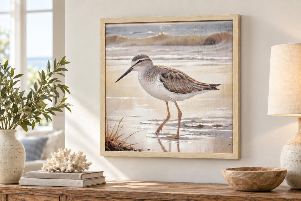 Shallows Reverie II - 20 X 20 - Hand-Embellished Canvas In Frame - Beige