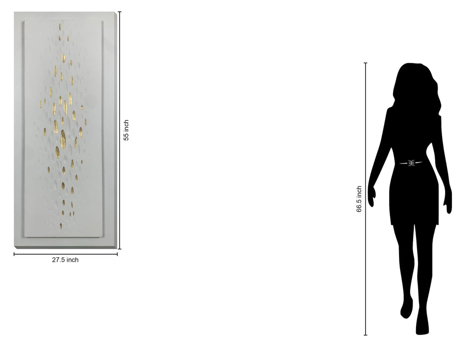 "Golden Drops" Hand-Painted Wrapped Canvas - White / Gold