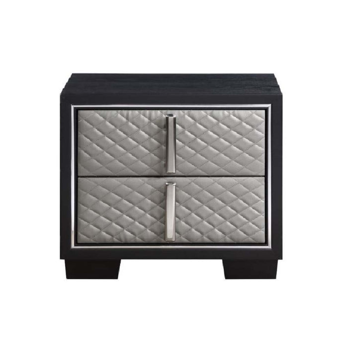 Nicola - Nightstand - Silver Synthetic Leather & Black