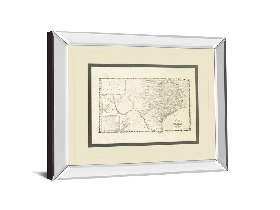 New Map Of The State Of Texas By Johnson And Wank - Mirror Framed Print Wall Art - Beige