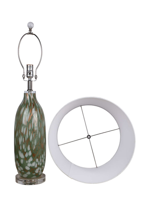 "Verdant Glow" Art Glass Table Lamp (Set of 2) - Green Art Glass