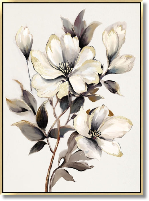 Ivory Bloom Serenade - 35" x 47" Framed Wall Art - Beige