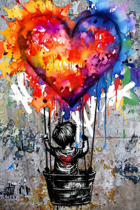 Radiant Heart Dream - 32" x 48" Framed Wall Art - Red